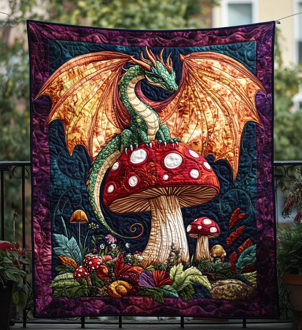 Dragon Shroom Quiltet Tæppe