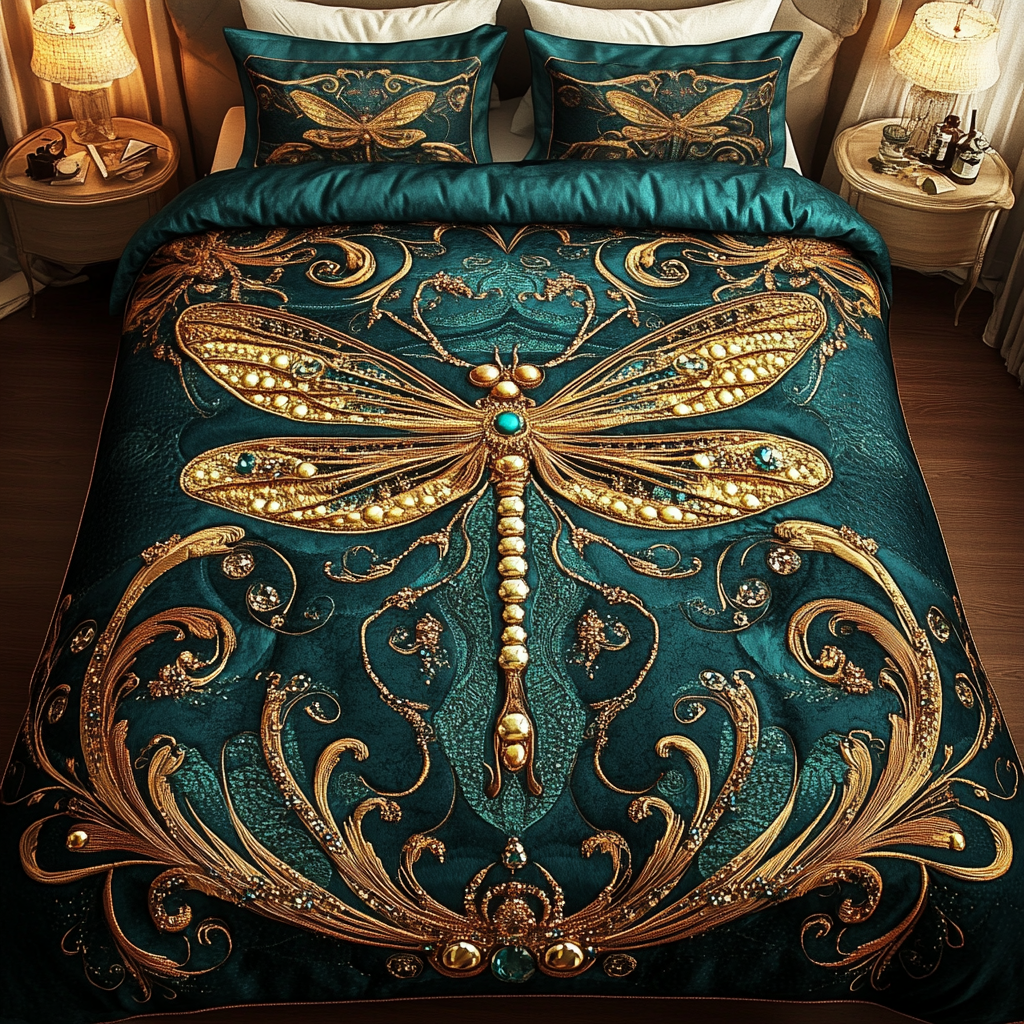 Dragonfly Dream 3-delt quiltet sengetøjssæt