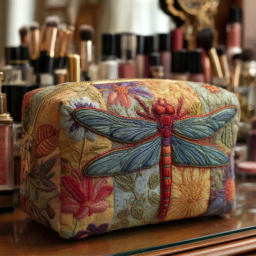 Dragonfly Grace Quiltet Makeup Taske