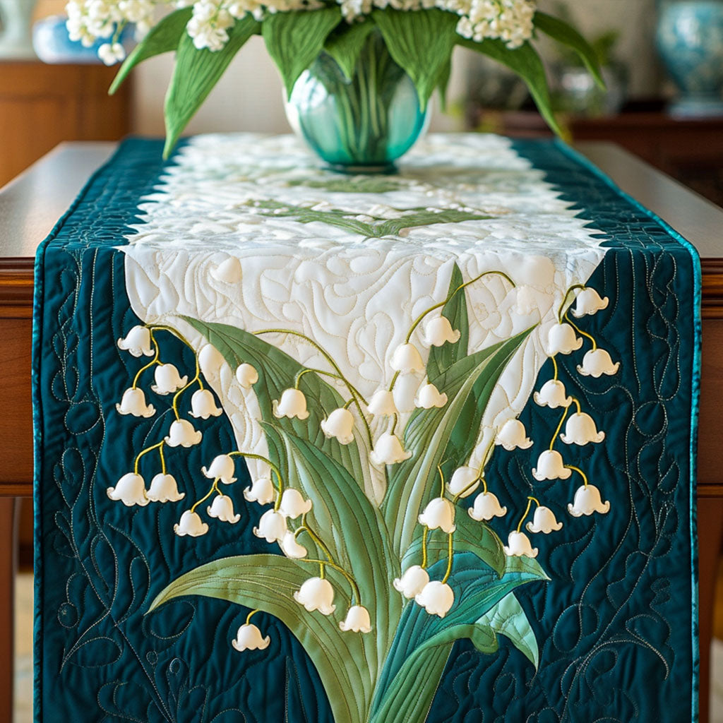Elegant Liljer Quiltet Bordløber