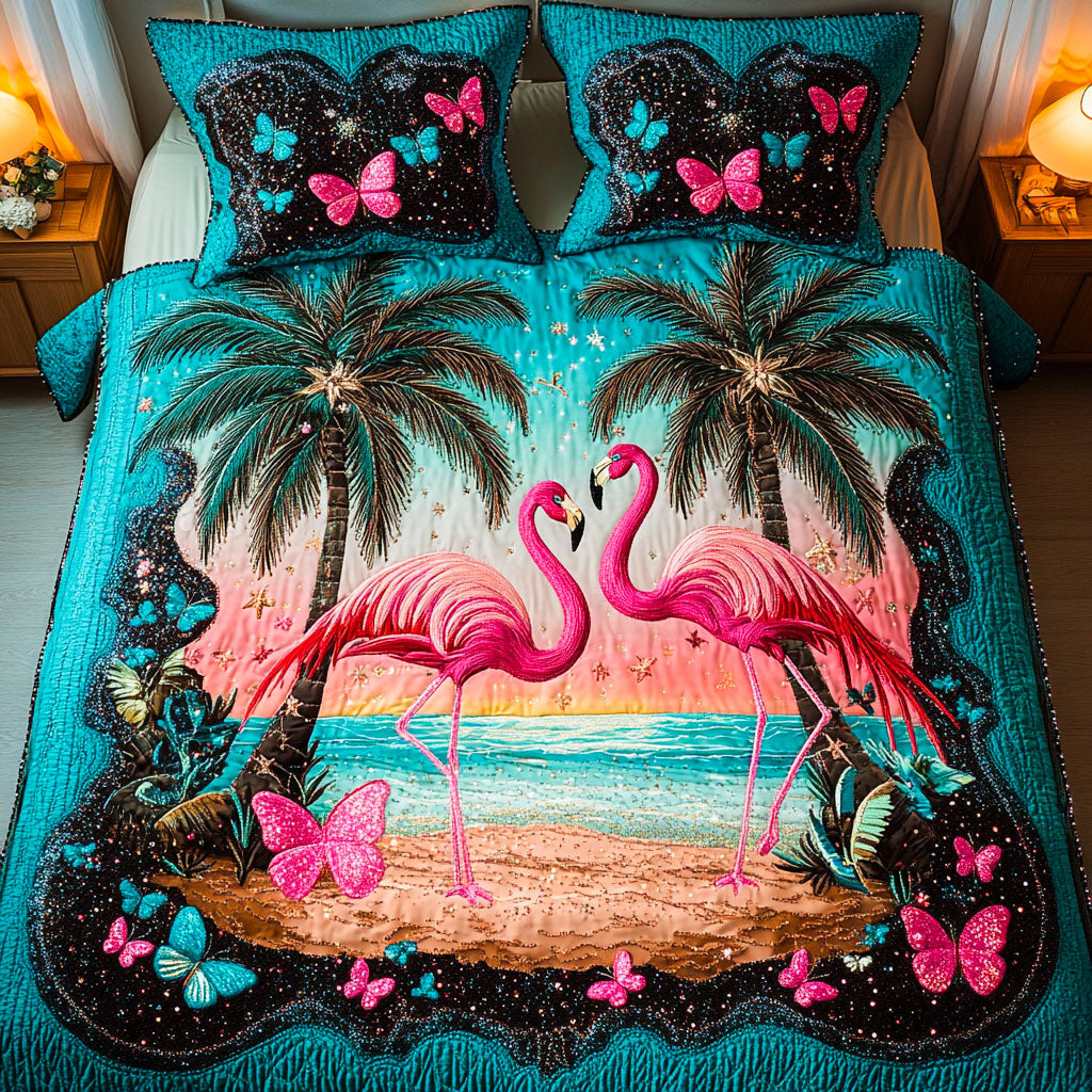 Flamingo Quiltet Sengetøj Sæt