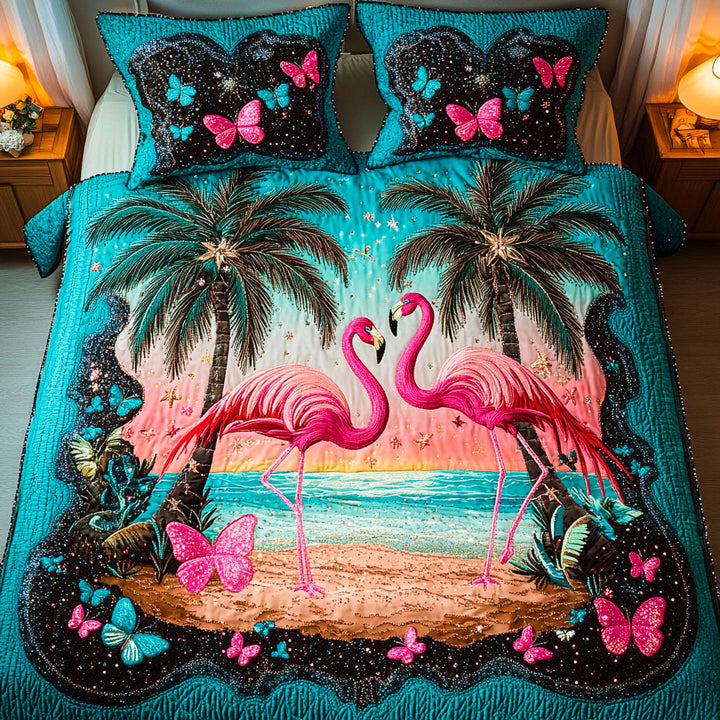 Flamingo Quiltet Sengetøj Sæt