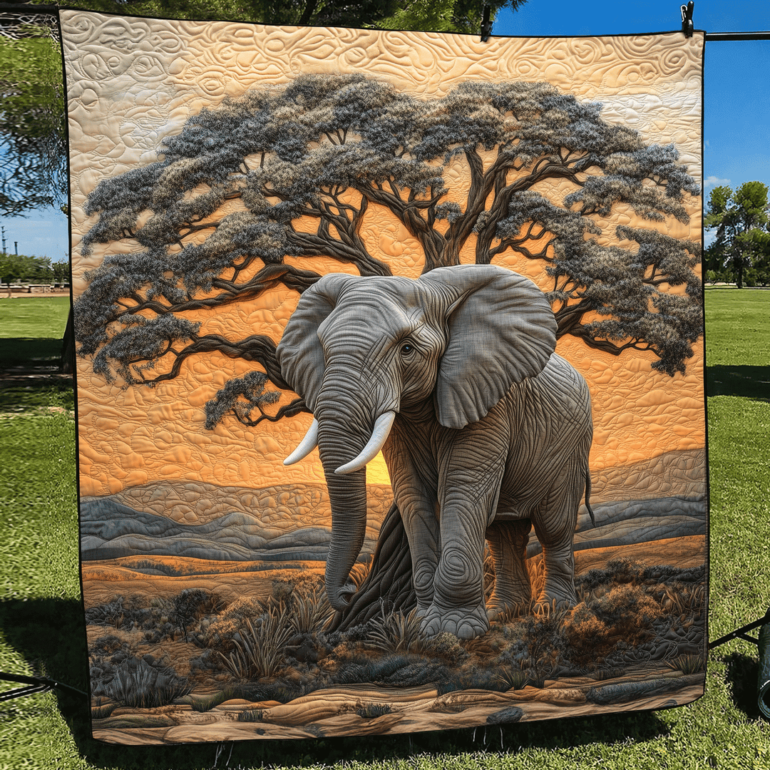 Elefant Baobab Quiltet Tæppe