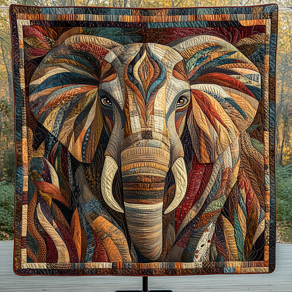 Elephant Oasis Quiltet Tæppe