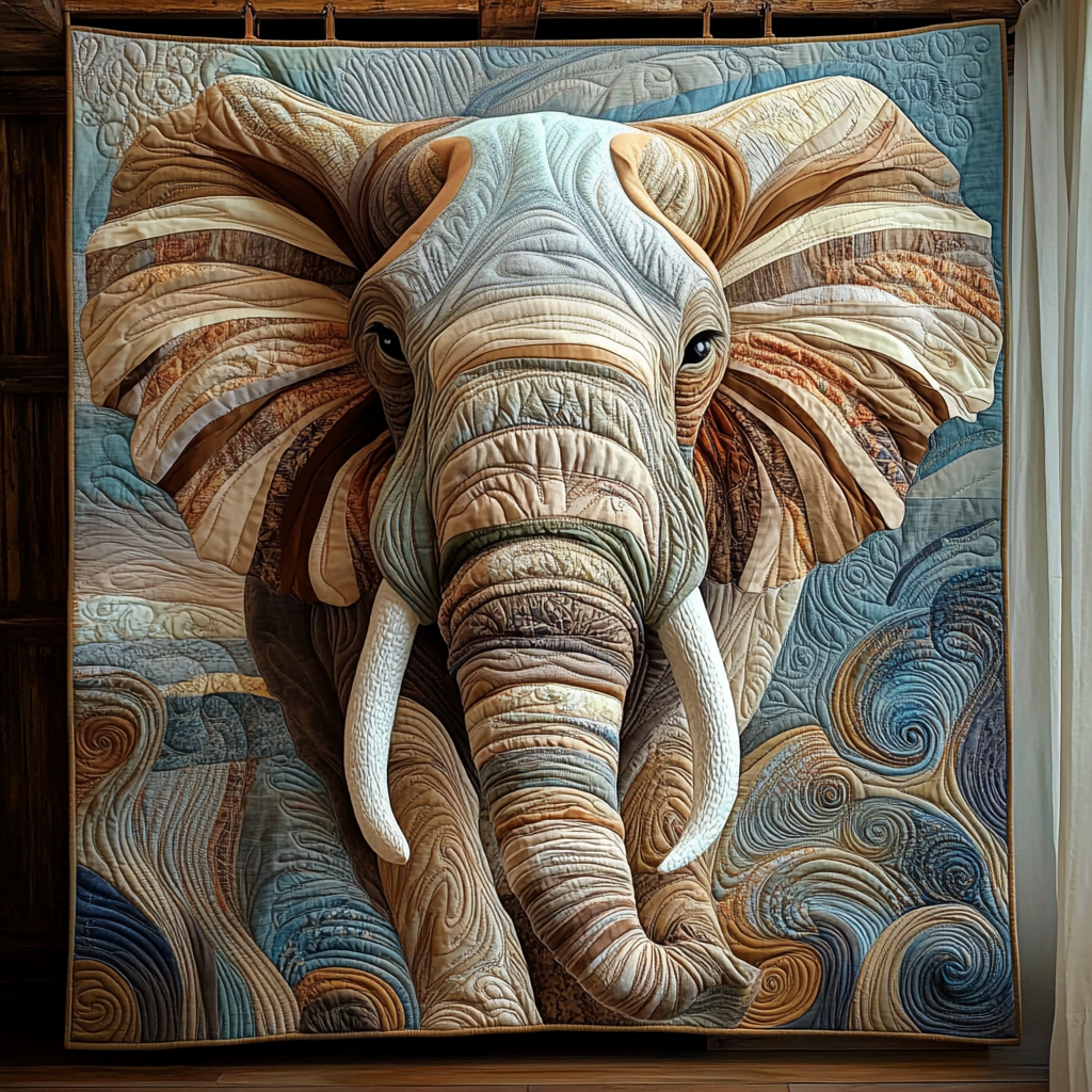Elephant Regal Marts Quiltet Tæppe