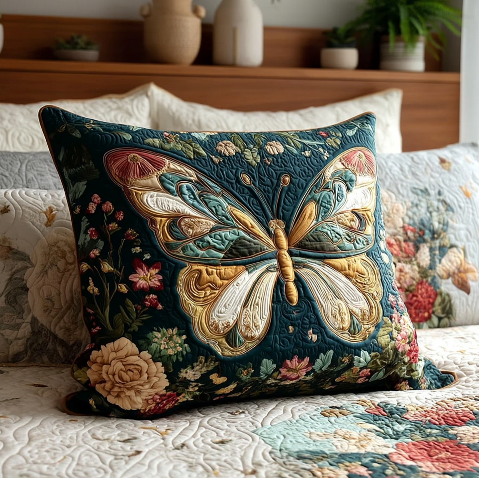 Emerald Blossomwing Quilted Bedding Pillow Case