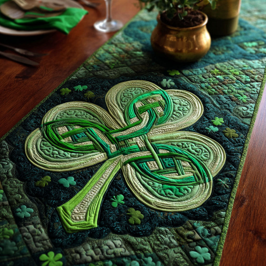 Emerald Clover Quilted Table Runner