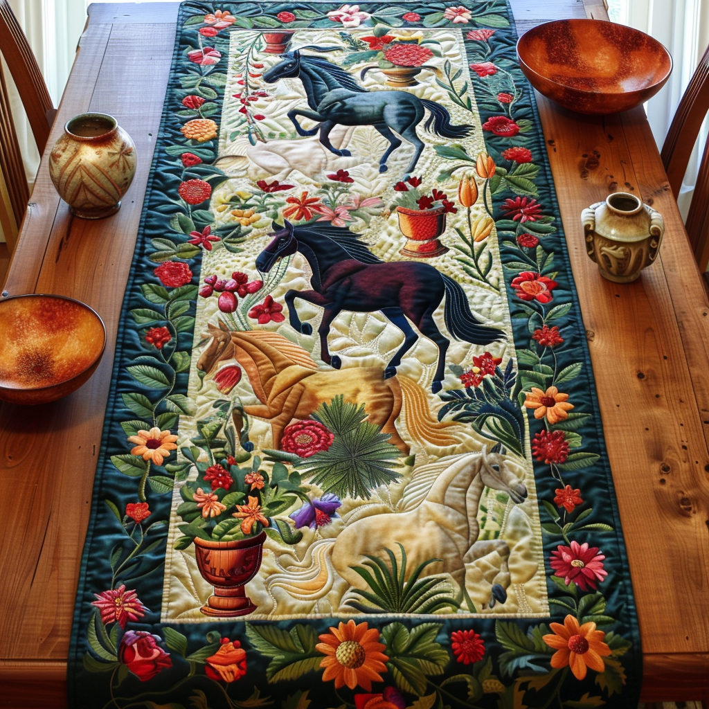 Equine Art Mystiske Heste Quilted Table Runner