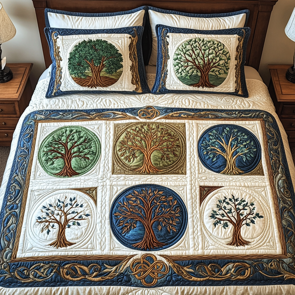 Tree Of Life 3-Piece Quilted Bedding Set