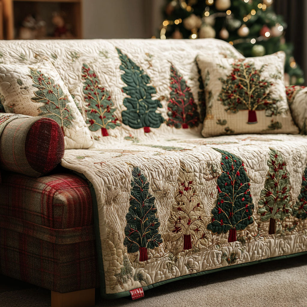 Evergreen Charm Quilted Sofa Cover
