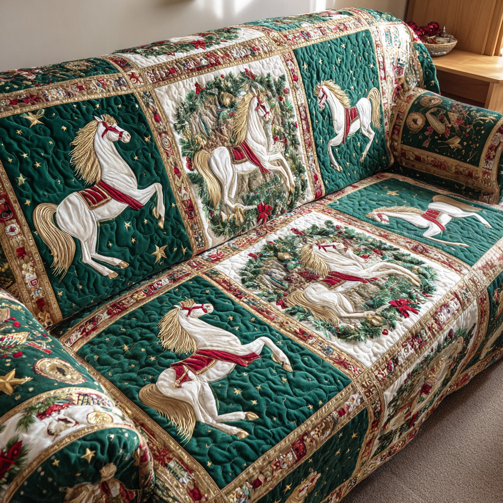 Evergreen Heste Quiltet Sofa Dække