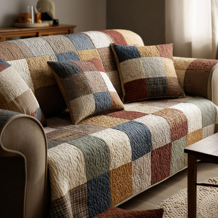 Farmhouse Patchwork Quilted Sofa Cover