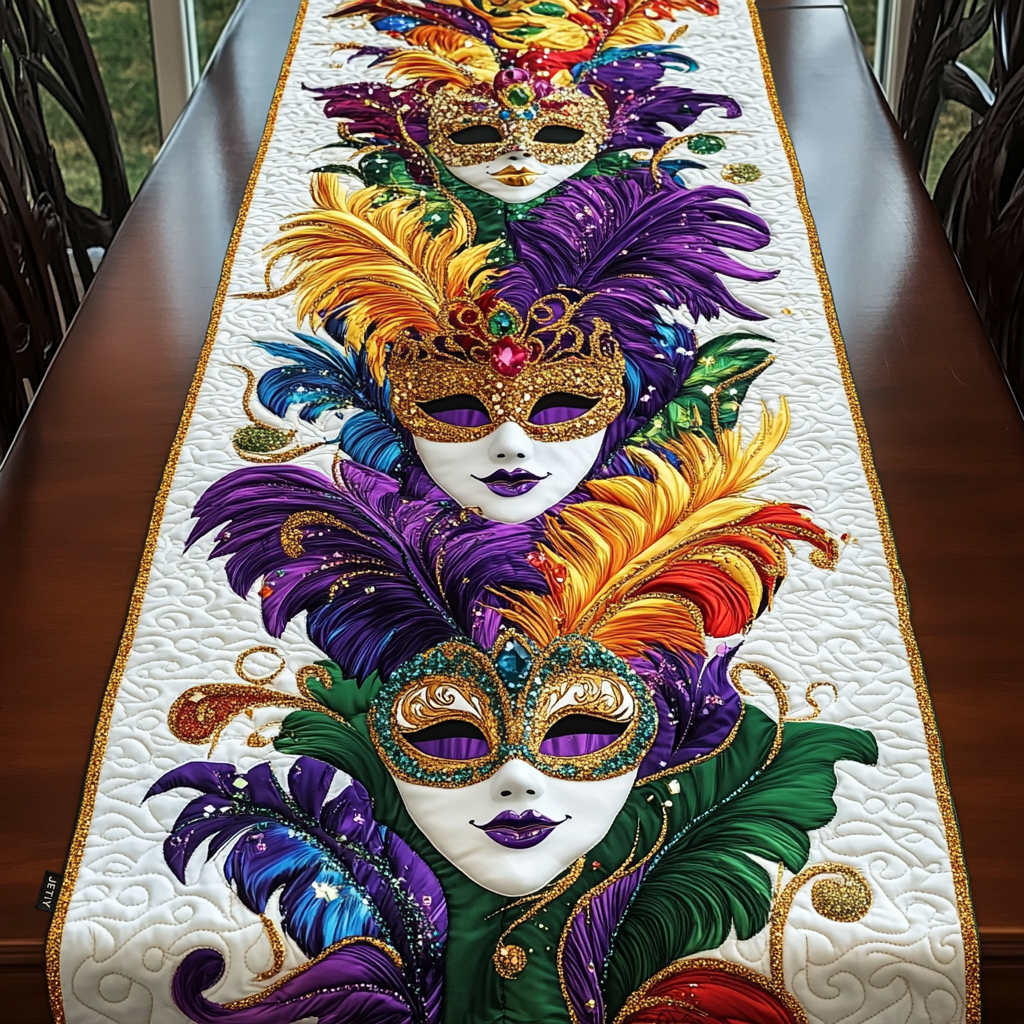 Mardi Gras Quiltet Bordløber