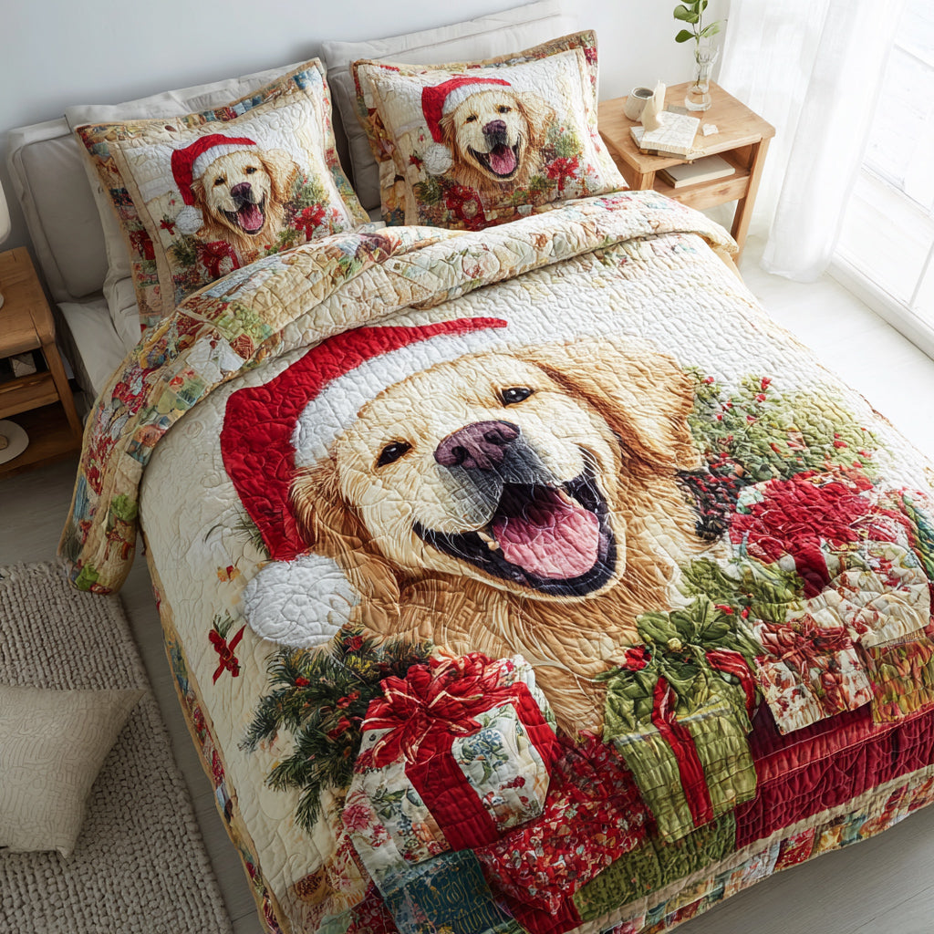 Golden Retriever 3-delt quiltet sengetøjssæt