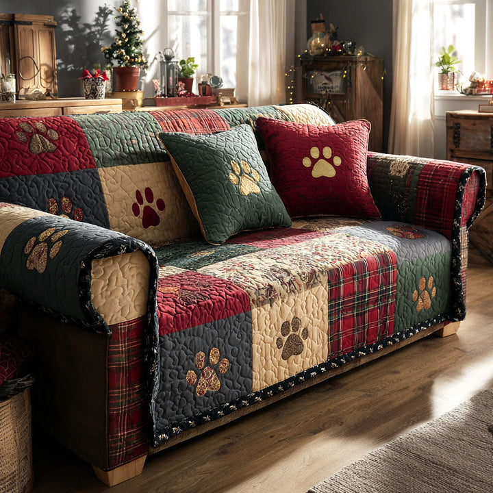 Pet Paw Quilted Sofa Cover