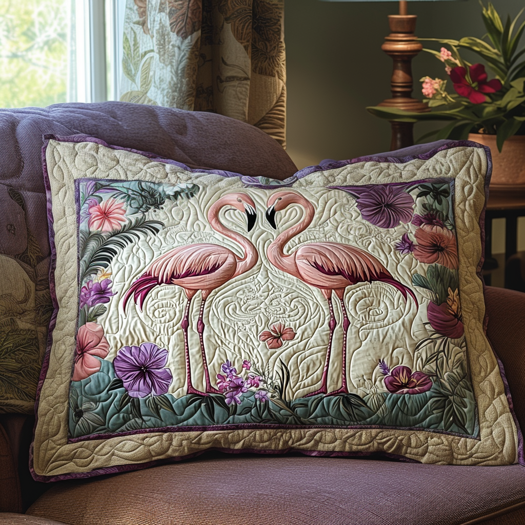 Flamingo Par Quilted Sengetøj Pudebetræk