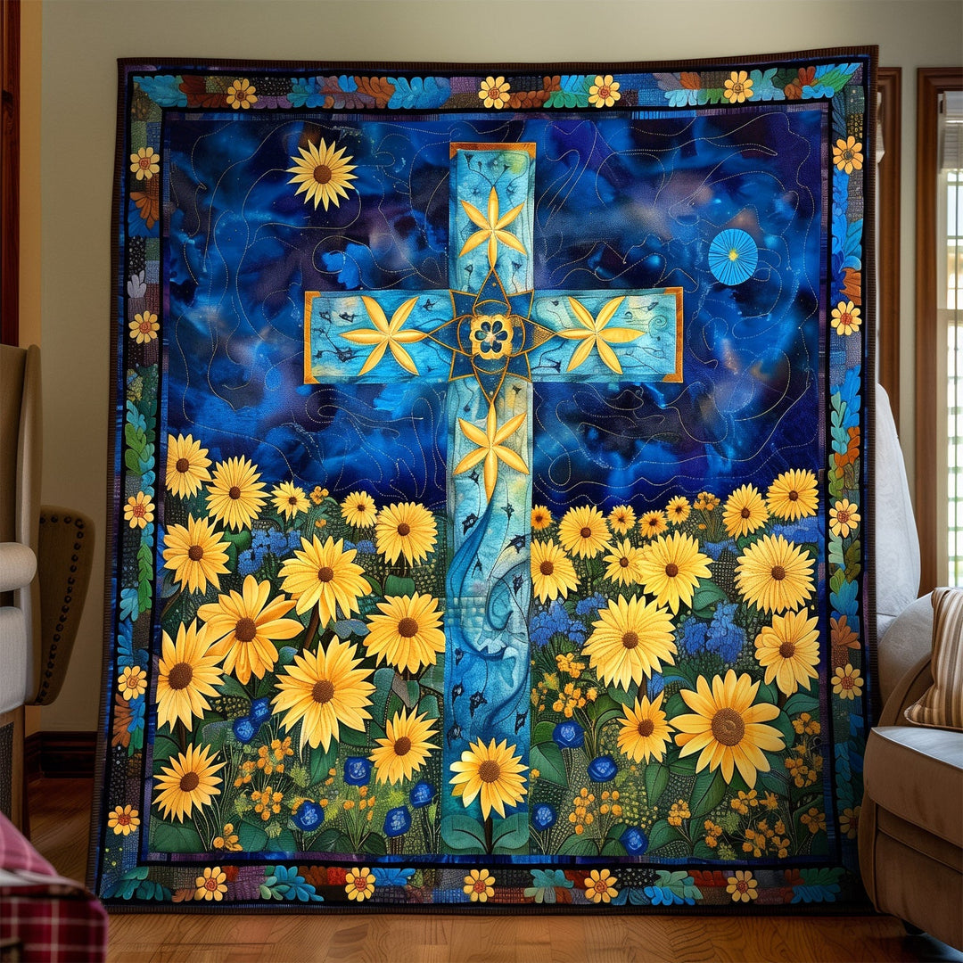 Blomsterkors Kunst Quilt Vægophæng