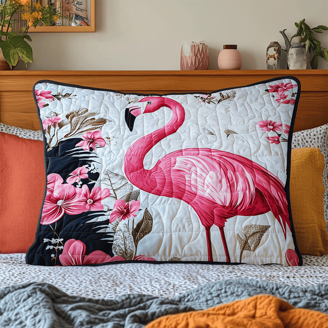 Floral Flamingo Quiltet Sengetøj Pudevar