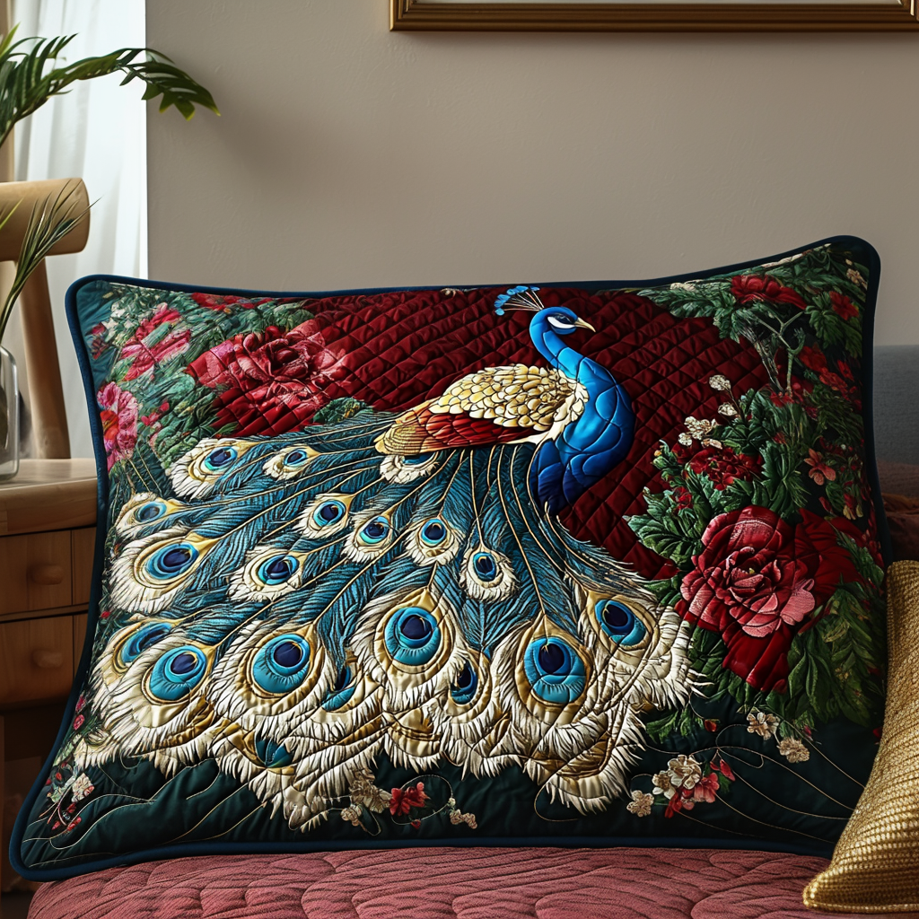 Blomster Påfugl Quilted Sengetøj Pude Betræk
