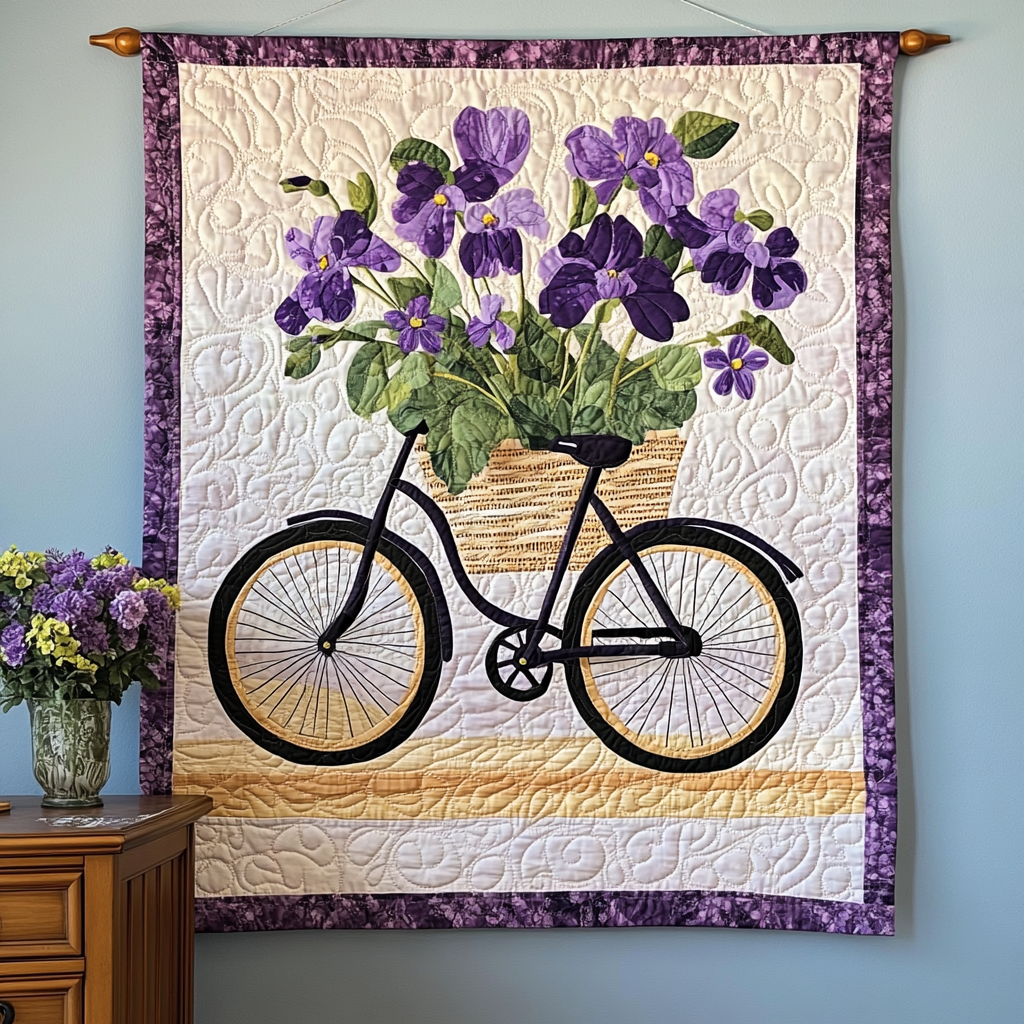 Blomster Cykel Kunst Quilt Hængende