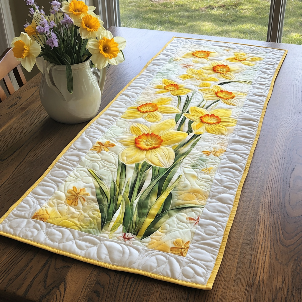 Blomsterprydet Quiltet Bordløber