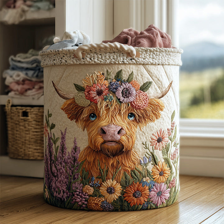 Highland Ko Stue Quiltet Vasketøjskurv