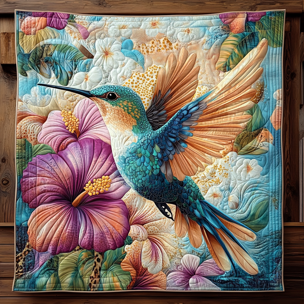 Blomster Kolibri Quiltet Tæppe