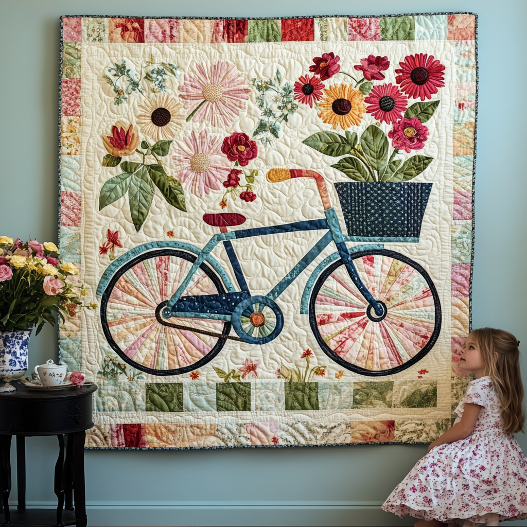 Blomster Ride Kunst Quilt Ophæng