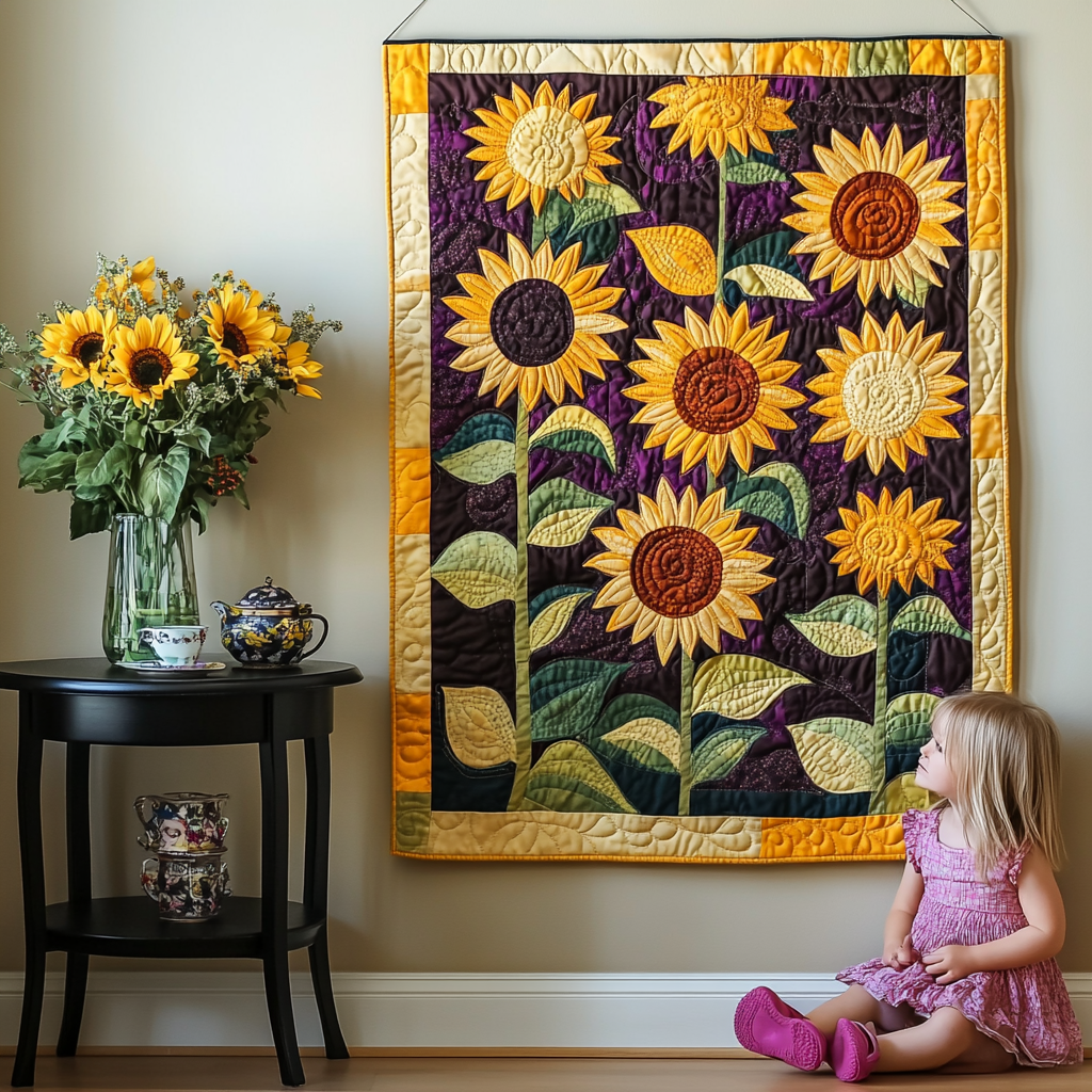 Blomster Solskin Kunst Quilt Ophæng