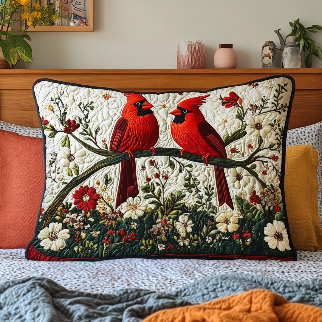 Forever Cardinals Quilted Bedding Pillow Case