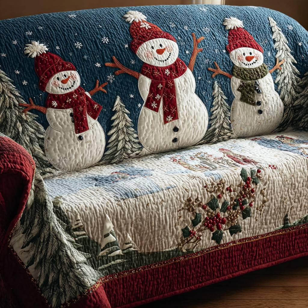 Venlig Snemand Quiltet Sofa Dække