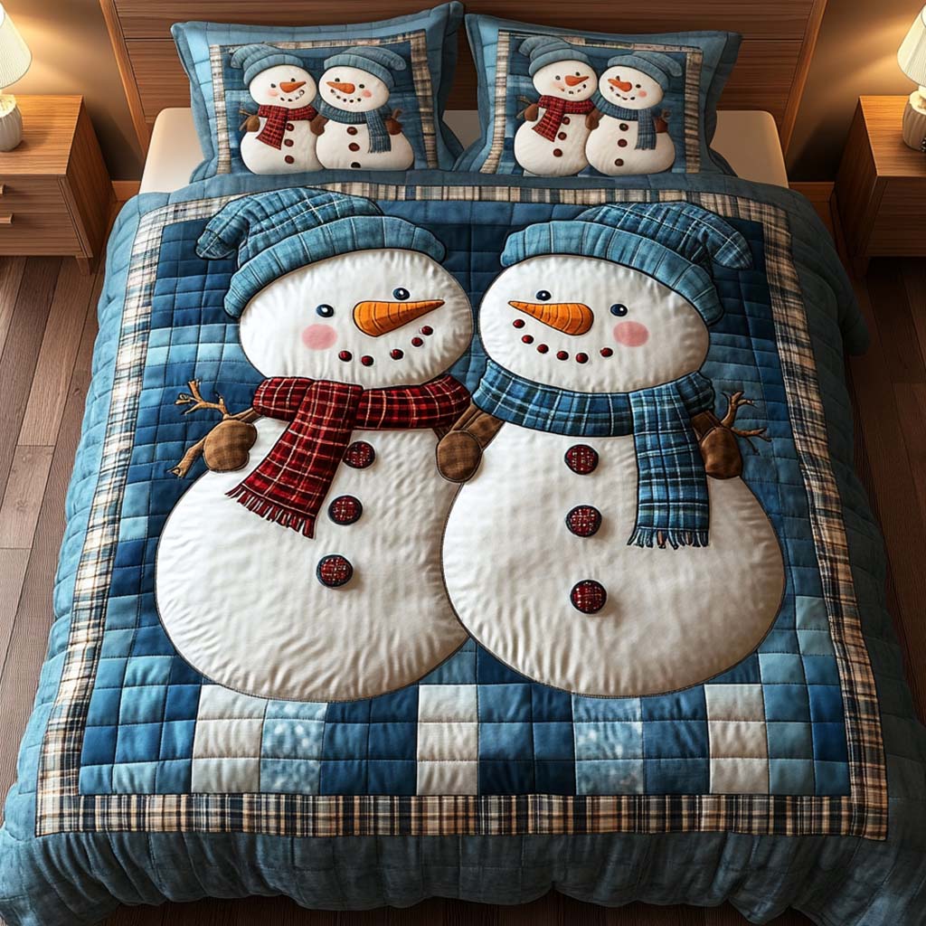 Frosty Friends 3-delt quiltet sengetøjssæt