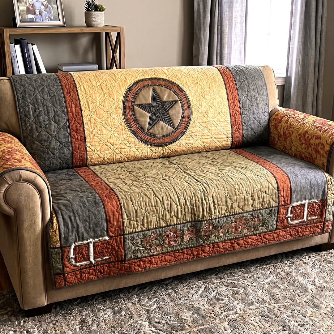 Texas Star Bold Quilted Sofa Cover