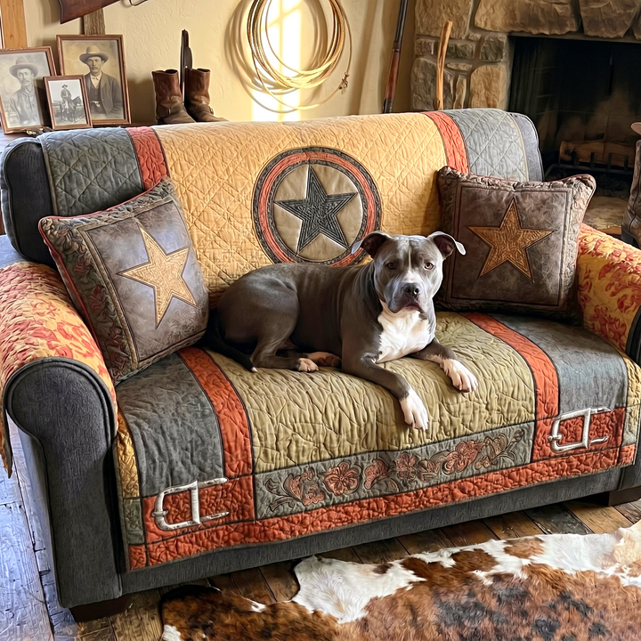 Texas Star Bold Quilted Sofa Cover