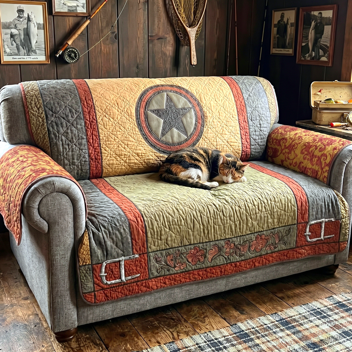 Texas Star Bold Quilted Sofa Cover