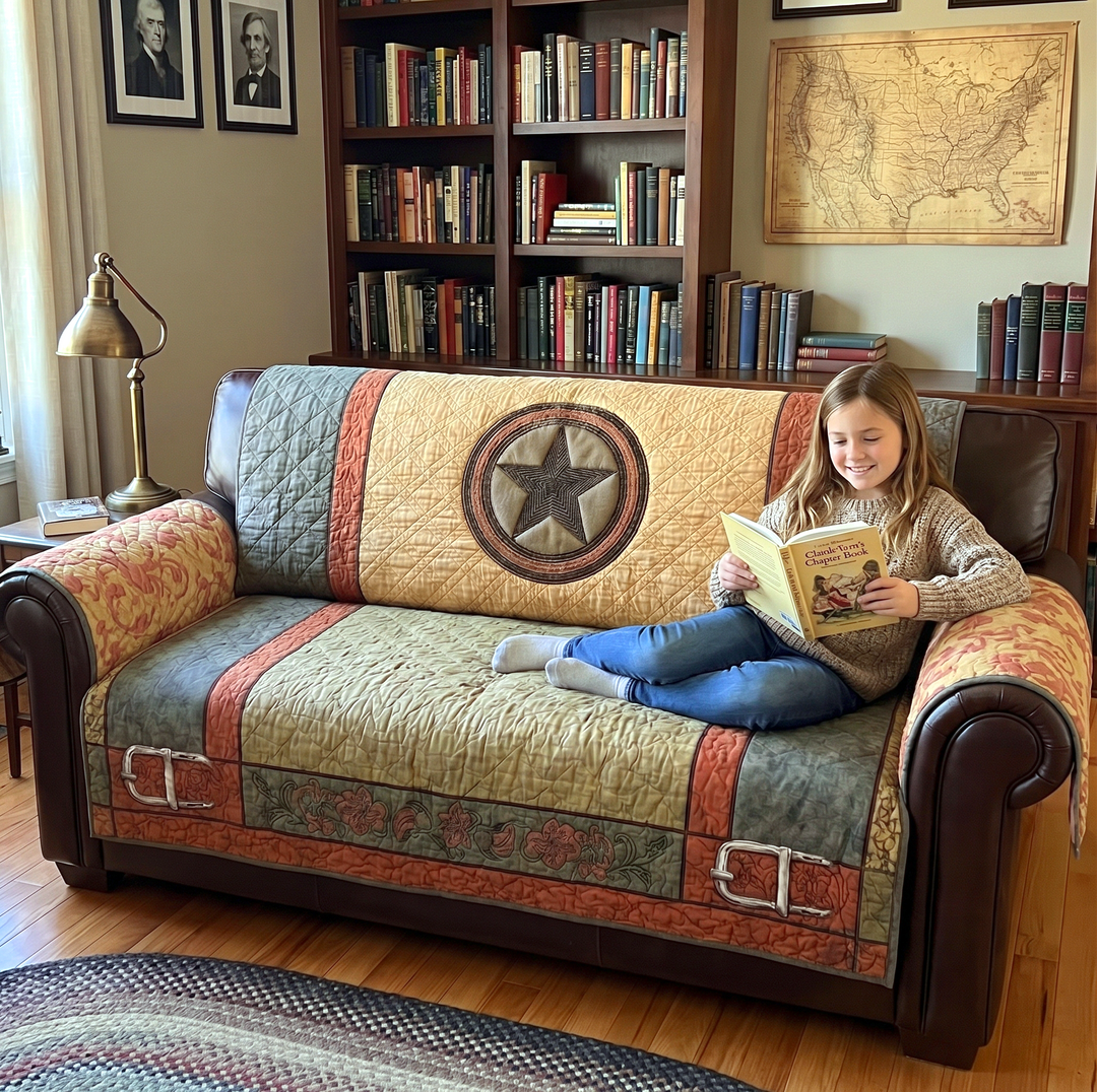Texas Star Bold Quilted Sofa Cover