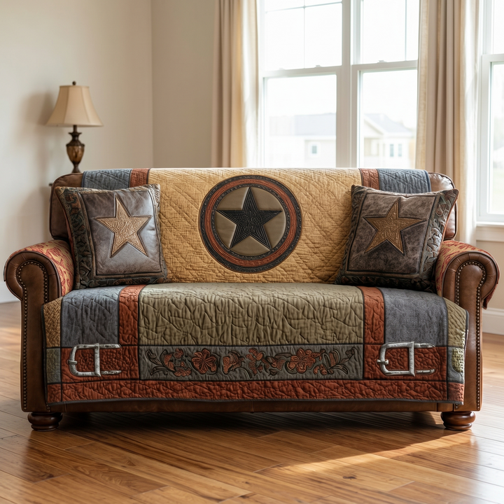 Texas Star Bold Quilted Sofa Cover