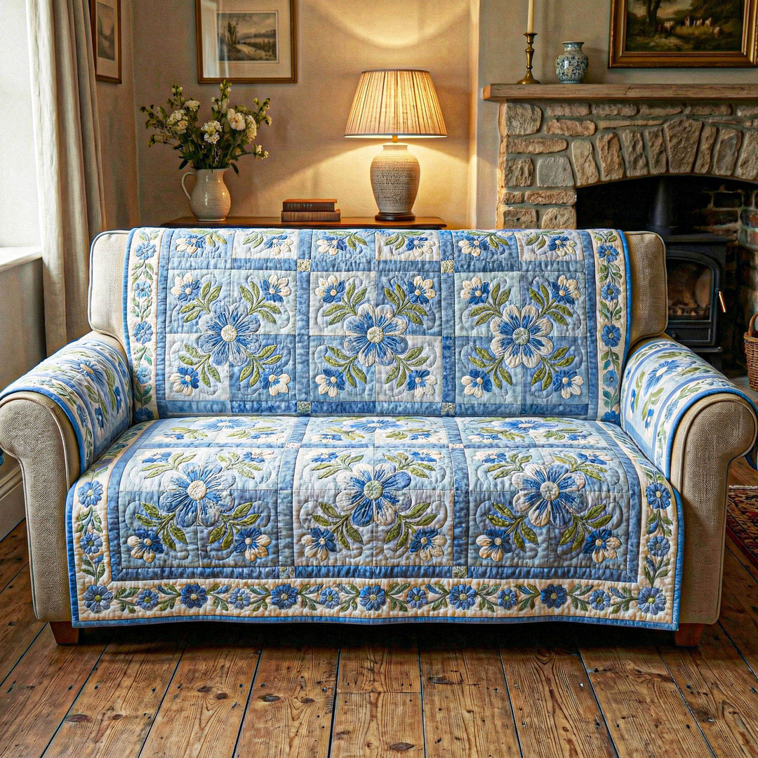 Bløde Blomster Quilted Sofa Betræk