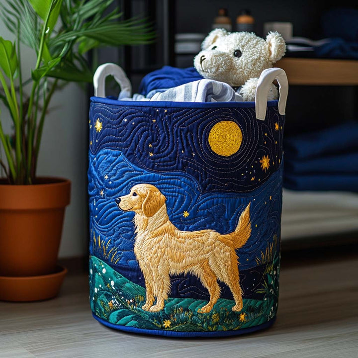 Golden Retriever Natteglans Quiltet Vasketøjskurv