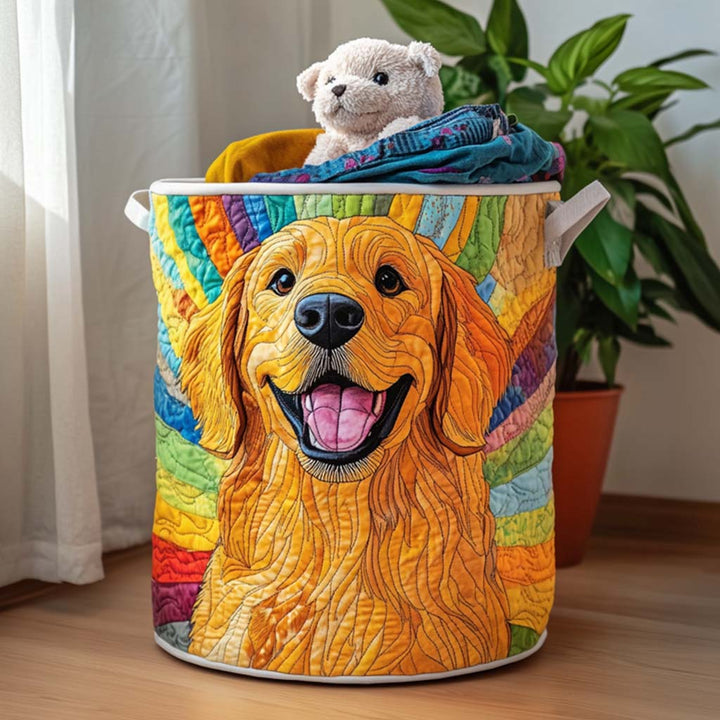 Golden Retriever Natteglans Quiltet Vasketøjskurv