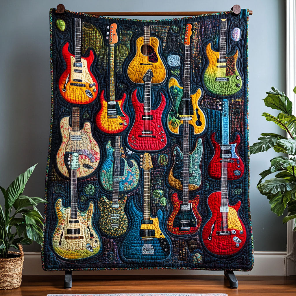 Guitar Legends Quiltet Tæppe