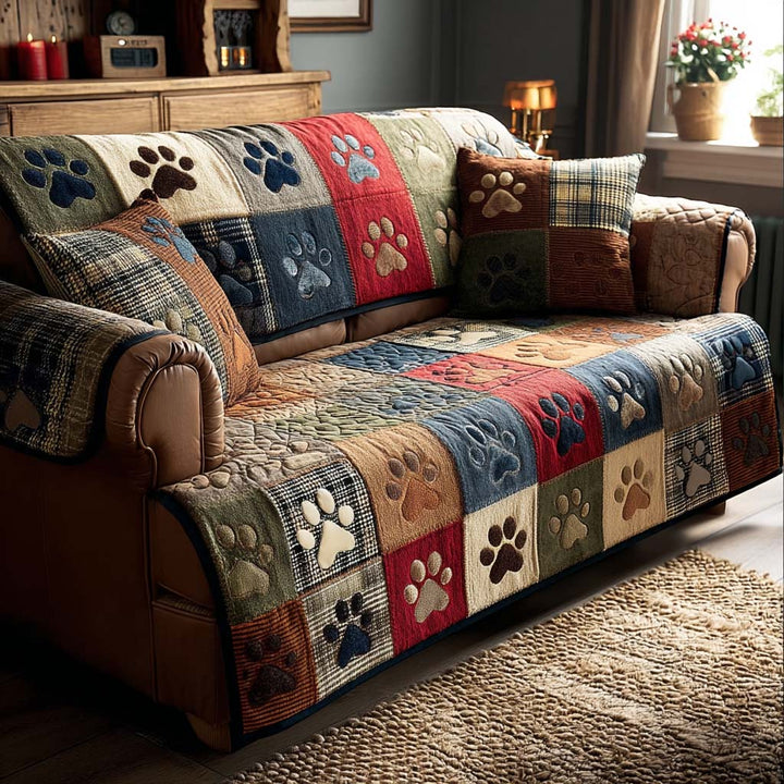 Pet Paw Quilted Sofa Cover