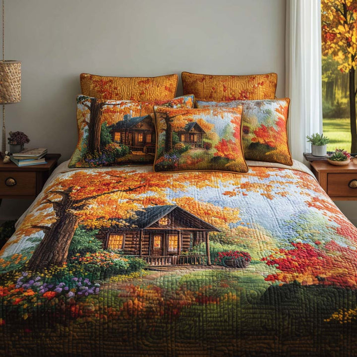 Log Cabin 3-Piece Quilted Bedding Set