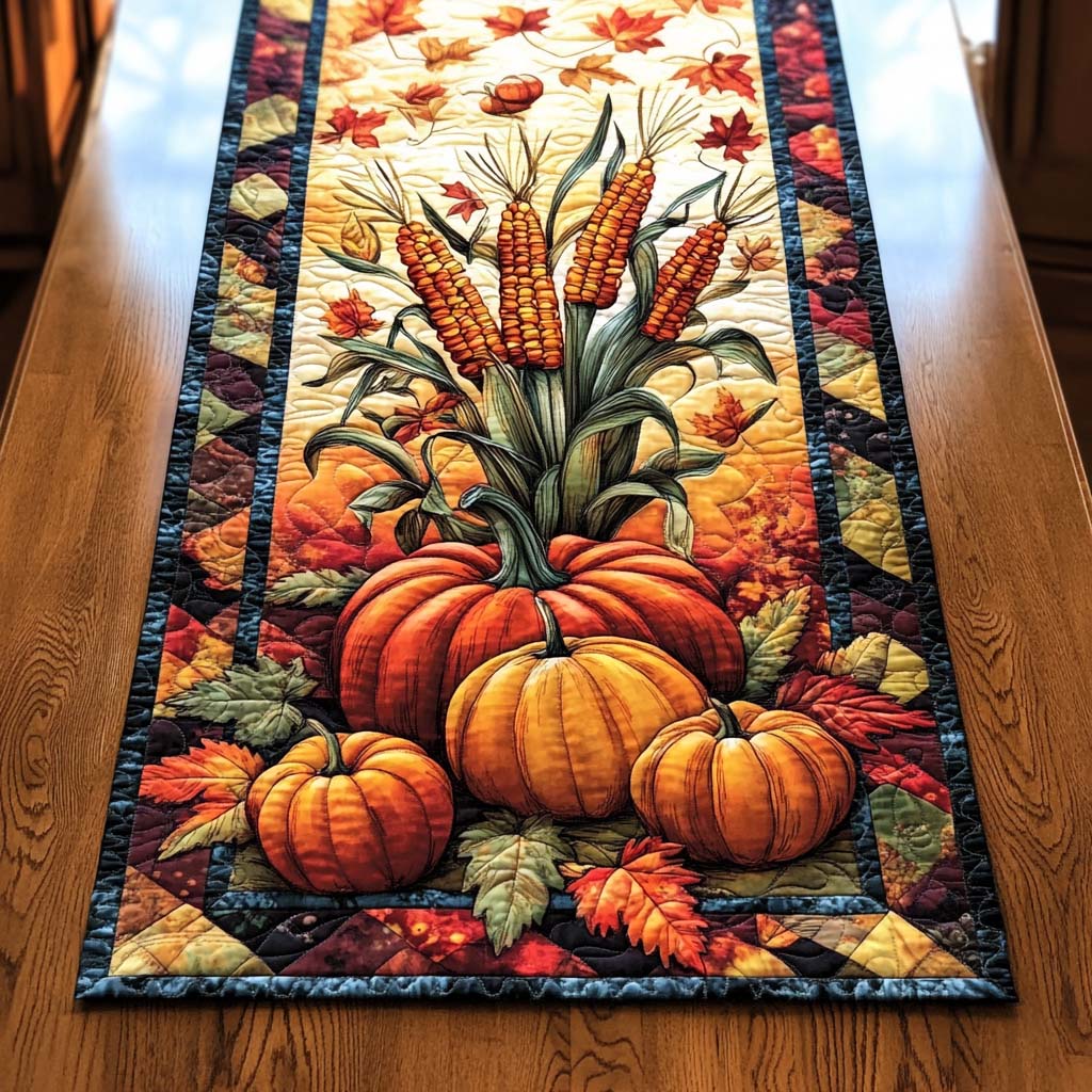 Høstgræskar Delights Quilted Bordløber