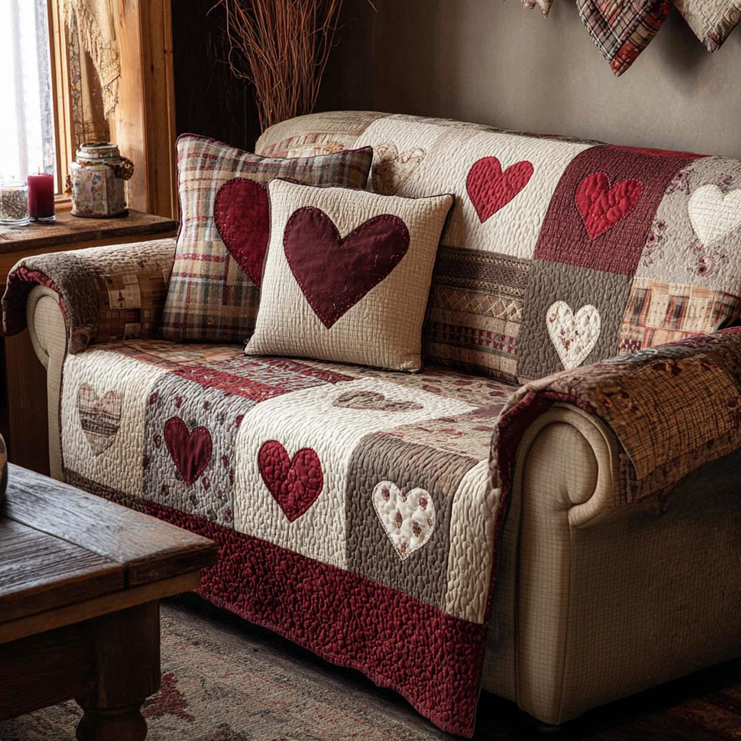 Hjerte Quiltet Sofa Dække