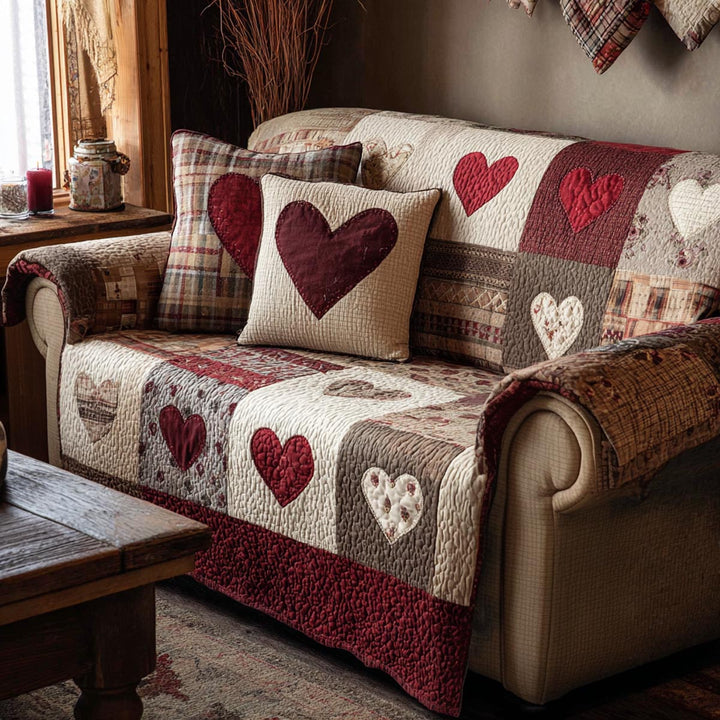 Hjerte Quiltet Sofa Dække