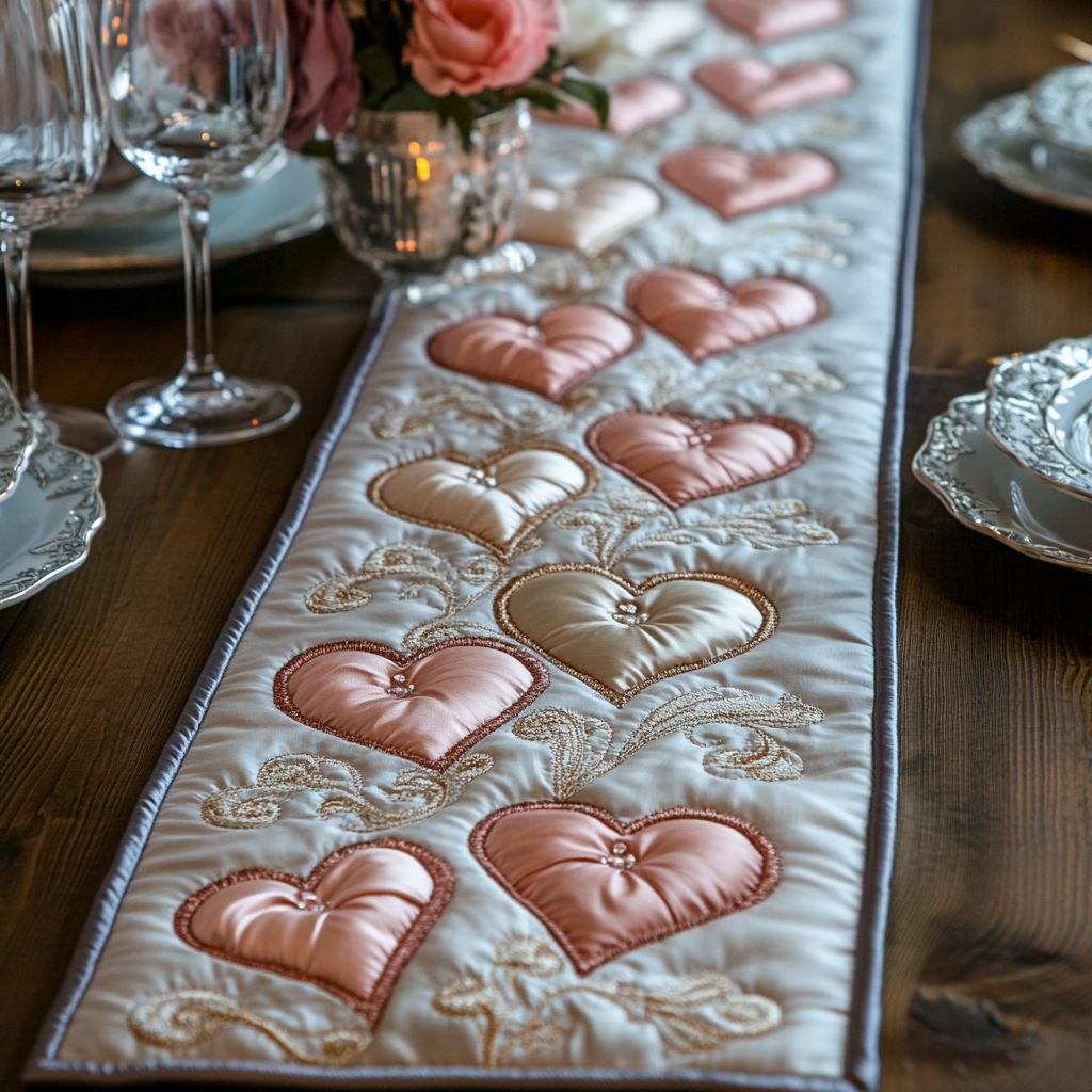 Hjerter Quilted Table Runner
