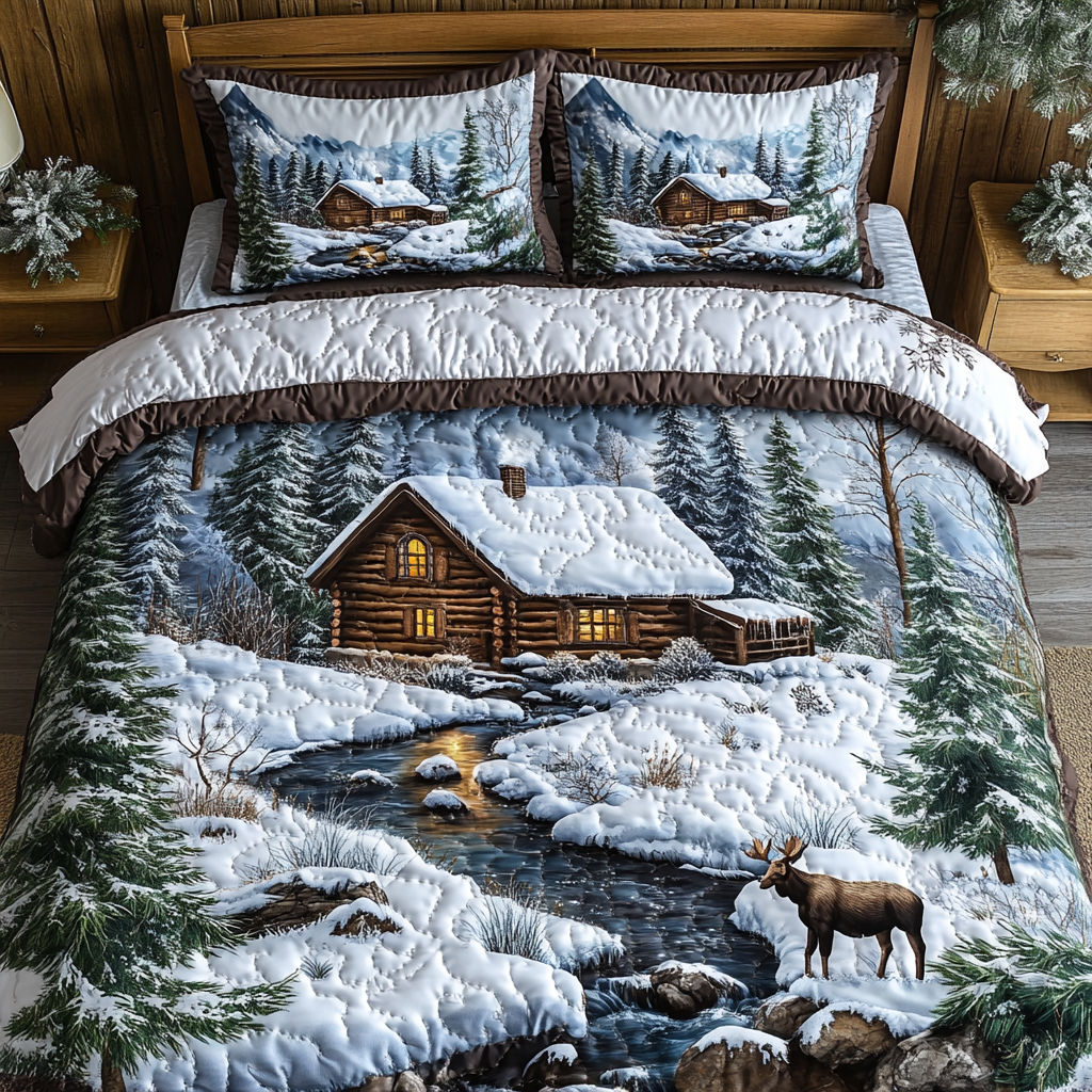 Heritage Log Cabin 3-delt Quiltet Sengetøjssæt