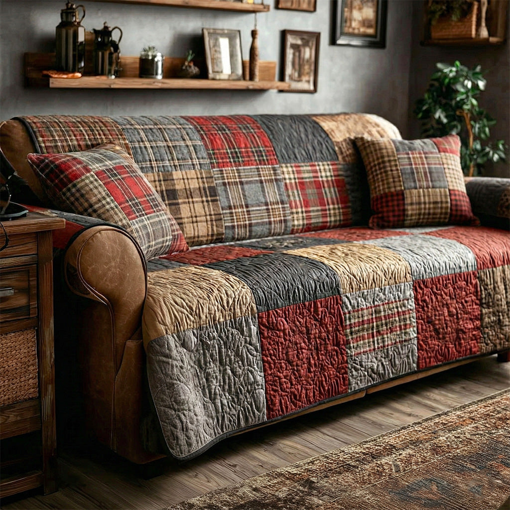 Farmhouse Patchwork Quilted Sofa Cover