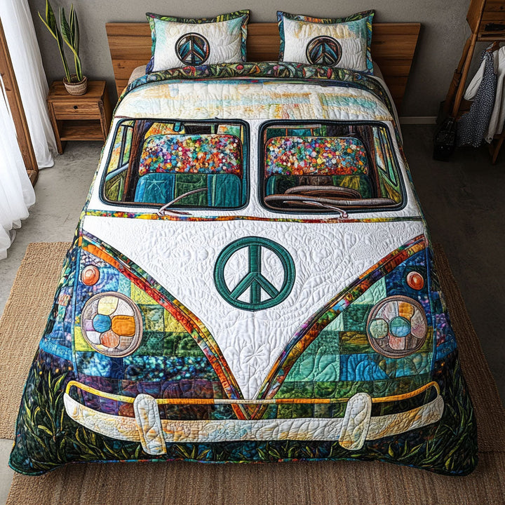 Hippie Van 3-delt quiltet sengetøjssæt